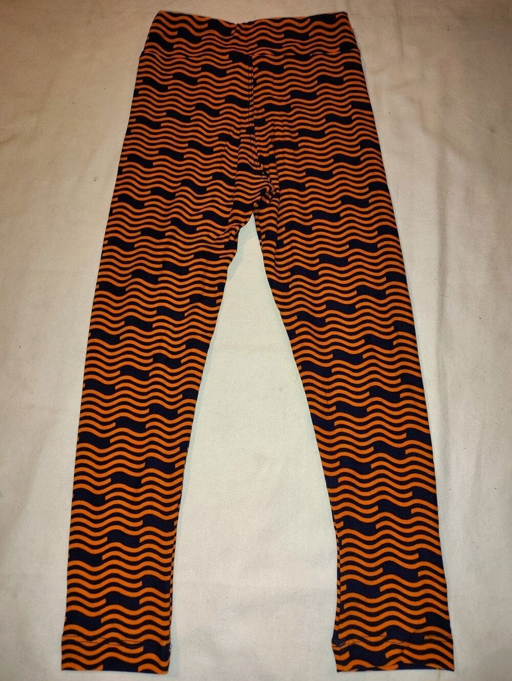 LuLaRoe Leggings Kids S/M NWOT Orange Black Rock N Roll 1980s Pattern NEW OS